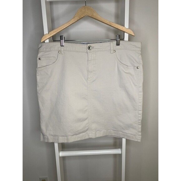IZOD Skirt Womens 16 Beige A Line Mini Stretch Pocket Cotton Blend w Pockets - Picture 1 of 4